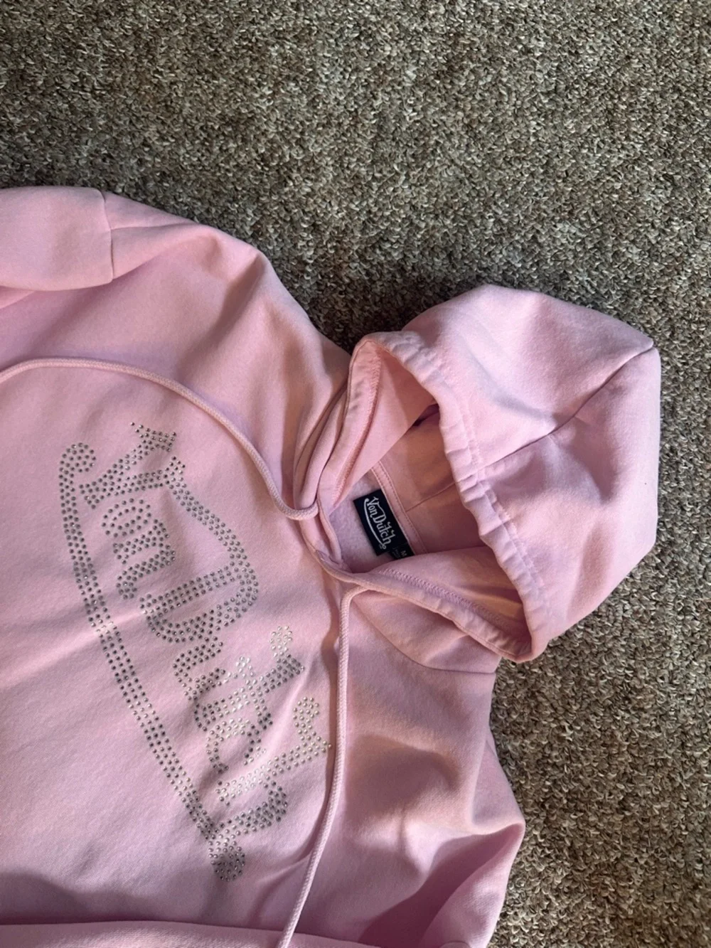 Von Dutch Pink Rhinestone cropped hoodie - Picture 4 of 6